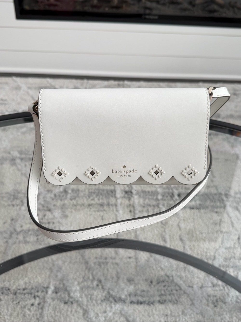 kate spade Magnolia Street White Scallop Trim Leather Crossbody
